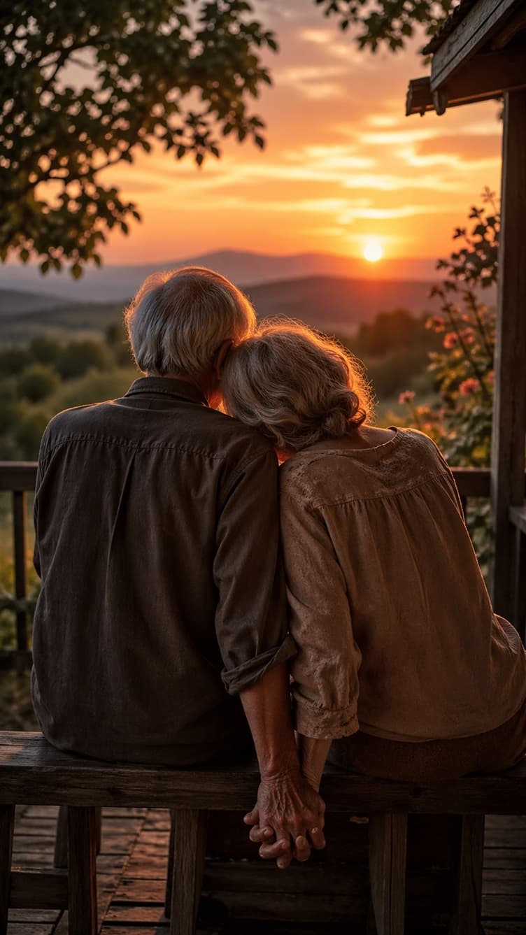 “Seguramos as mãos um do outro por mais de 40 anos — desde os dias de pobreza, passando pelas vezes em que quase nos soltamos por causa das feridas… até quando nossas mãos já estavam enrugadas e trêmulas naquela última tarde — e só quando o pôr do sol começou a desaparecer, eu entendi: o que mais dói não é a morte… é o momento em que precisamos soltar a mão que foi a nossa vida inteira.”