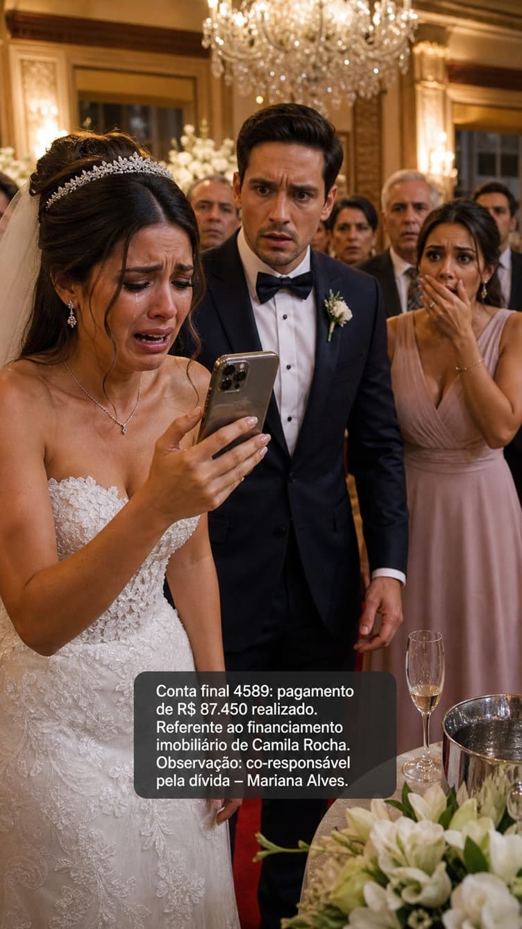 O dinheiro dos presentes de casamento mal tinha caído na conta durante a noite de núpcias… e apenas 7 minutos depois, a noiva ficou em choque ao descobrir que quase 90 mil reais haviam sido transferidos secretamente para pagar as parcelas de um apartamento de luxo da sua própria madrinha