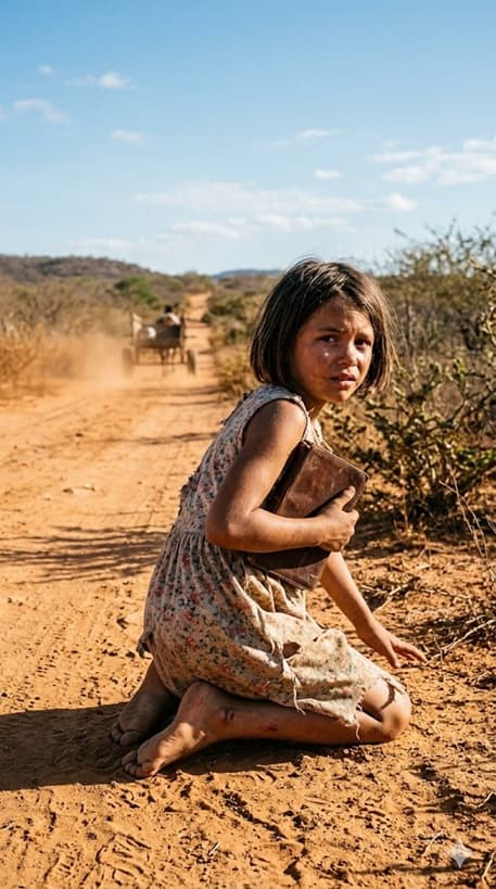 A MADRASTA CRUEL DEU UM TAPA TÃO FORTE NA MENINA DE 10 ANOS QUE A JOGOU DA CARROÇA NO MEIO DE UMA ESTRADA DE TERRA ESCALDANTE NO INTERIOR DO BRASIL, ABANDONANDO A CRIANÇA DESCALÇA PARA MORRER — MAS NINGUÉM IMAGINAVA QUE O SEGREDO ESCONDIDO DENTRO DE SEU VESTIDO RASGADO PODERIA DESTRUIR UMA FAMÍLIA PODEROSA INTEIRA…