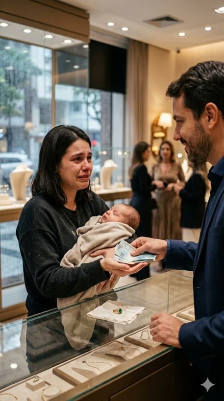 ELA ENTROU NUMA JOALHERIA PARA VENDER UM ANEL E COMPRAR LEITE PARA O FILHO… MAS O QUE O DONO DESCOBRIU MUDOU TUDO!
