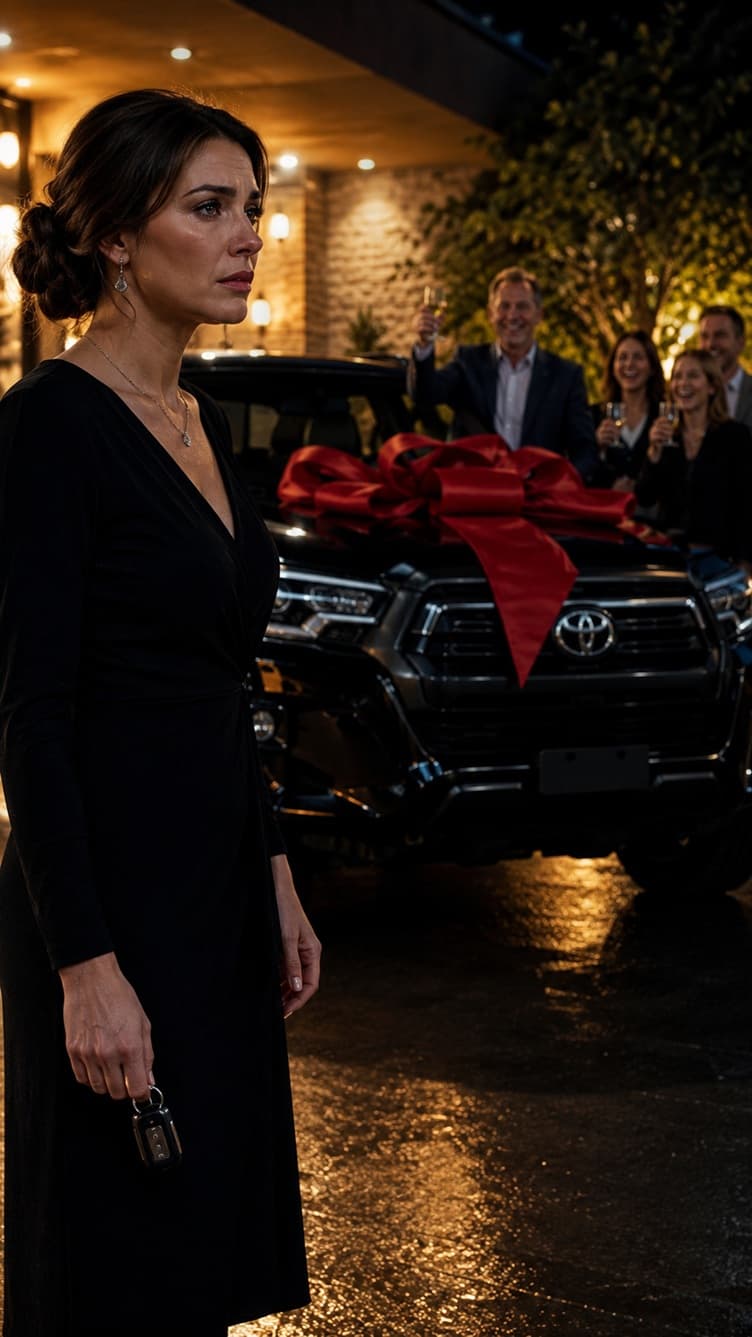 “Gastei Todas As Minhas Economias Para Dar Uma Toyota Hilux Zero Quilômetro Ao Meu Pai No Aniversário De 60 Anos Dele… Mas Durante O Jantar, Na Frente De Toda A Família, Ele Ergueu A Taça E Me Chamou De ‘Filha Idiota Tentando Comprar Amor Com Dinheiro’! Todos Riram… Eu Apenas Sorri E Fui Embora. Na Manhã Seguinte, A Caminhonete Sumiu — E O Celular Dele Explodiu Com 88 Chamadas Perdidas!”