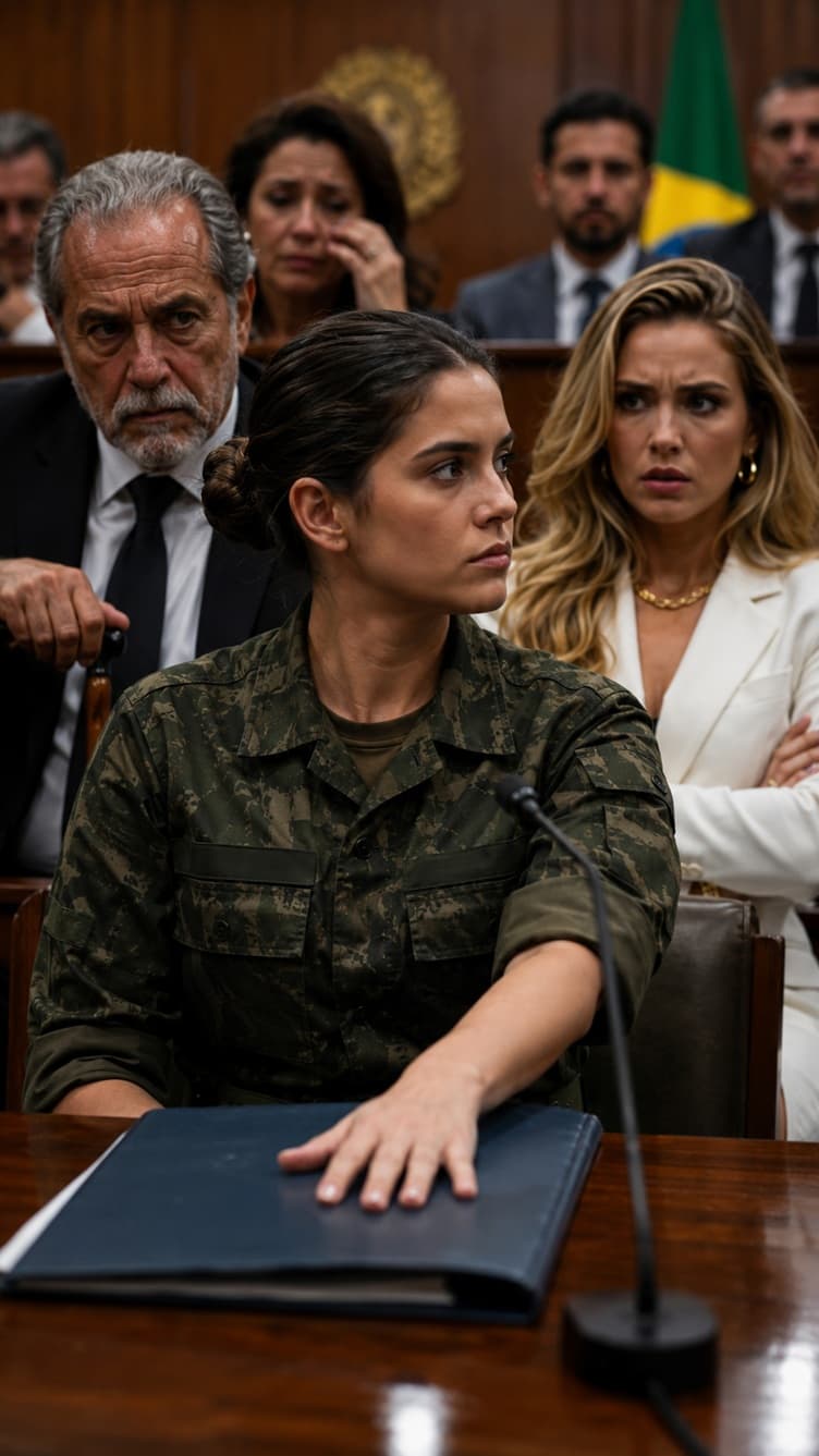 “Você Não Passa De Uma Garotinha Que Trabalha Carregando Caixas No Exército… Entregue Os 12 Milhões De Dólares Do Seu Avô Antes De Envergonhar Ainda Mais A Família Silva!” — Meu Pai Disse Friamente No Meio Do Tribunal No Rio De Janeiro… Mas Quando Coloquei A Mão Sobre A Pasta Azul-Escura, O Sorriso Vitorioso Da Minha Irmã Rica Desapareceu Completamente!”