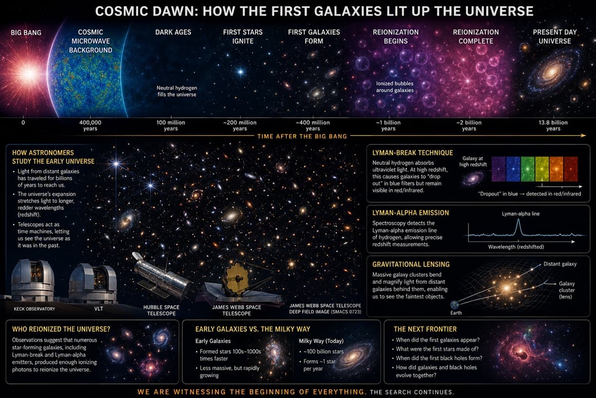 Cosmic Dawn: How the First Galaxies Lit Up the Universe